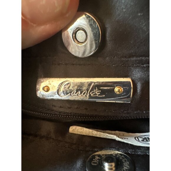 Carolee Black Satin Handbag With Rhinestone Dragonfly Y2K Prom Dance Evening - Picture 5 of 6